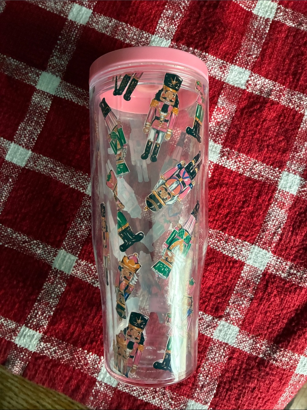 Pink nutcracker 24 oz cup with lid